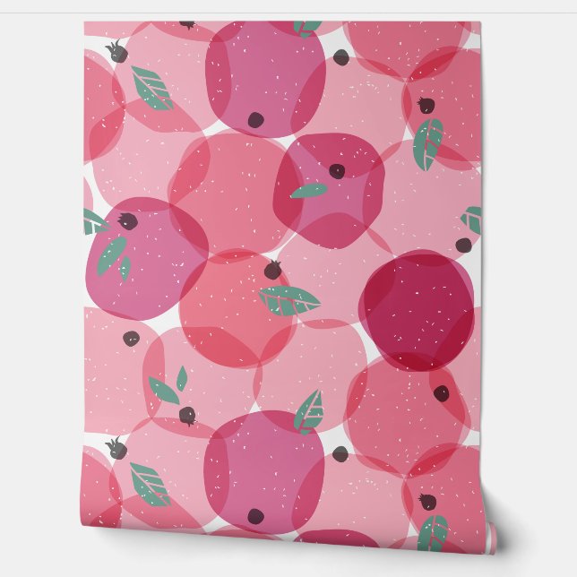Papier Peint Gras moderne Berry rose Fruit Polka Dot Motif (Déroulement)