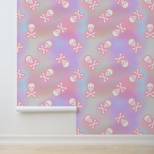 Papier Peint Gras Pink Pastel Ombre Punk Jolly roger Ombre (Application)