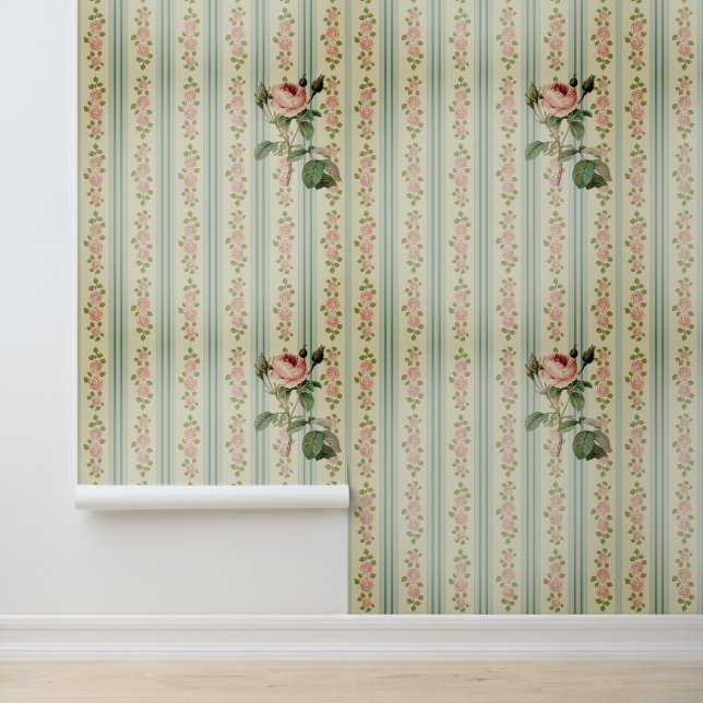 Papier Peint Green English Rose Elegance (Application)