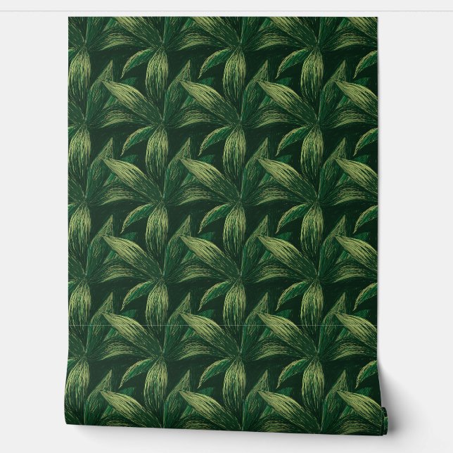Papier Peint Green Fresh Nature Cool Dessin de feuillage modern (Déroulement)