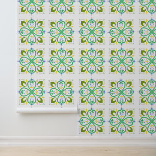 Papier Peint Green Harmony Mandala Boho Wallpaper