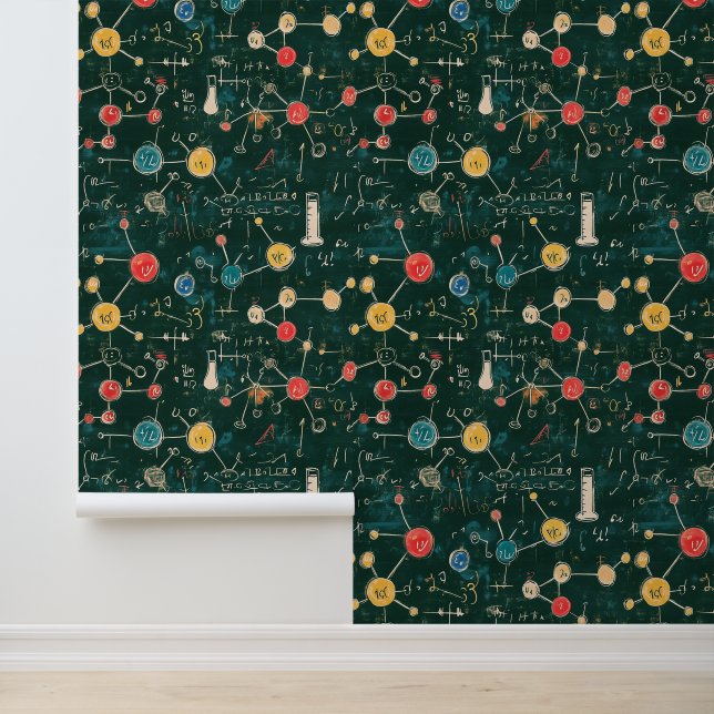 Papier Peint Green School Chalkboard Equations chimiques et ato (Application)