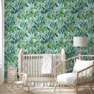 Papier Peint Green Tropical Jungle Banana Tree Strelitzia