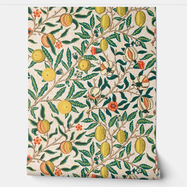 Papier Peint Grenade William Morris peint beige original (Déroulement)