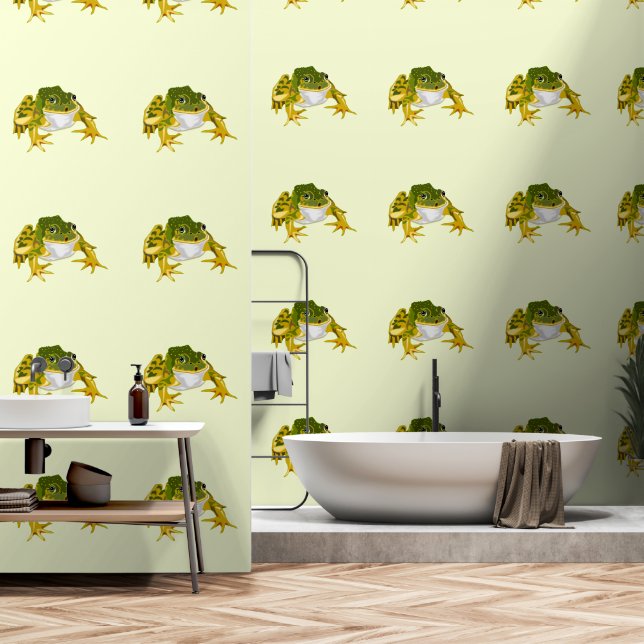 Papier Peint Grenouille Heureuse Drôle (Salle de bain)