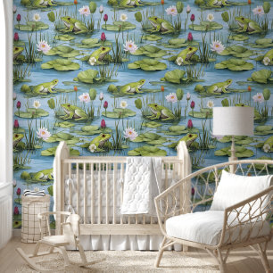 Papier Peint Grenouilles amusantes dans l'eau Lily Etanche Peel
