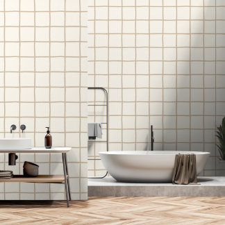 Papier Peint Gride à carreaux beige clair scandinave minimalist