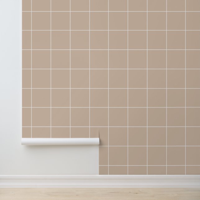 Papier Peint Grille beige chaud tendance 6" (Application)