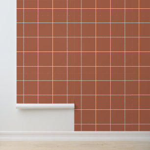 Papier Peint Grille de terre cuite rouge-brun neutre tendance 6