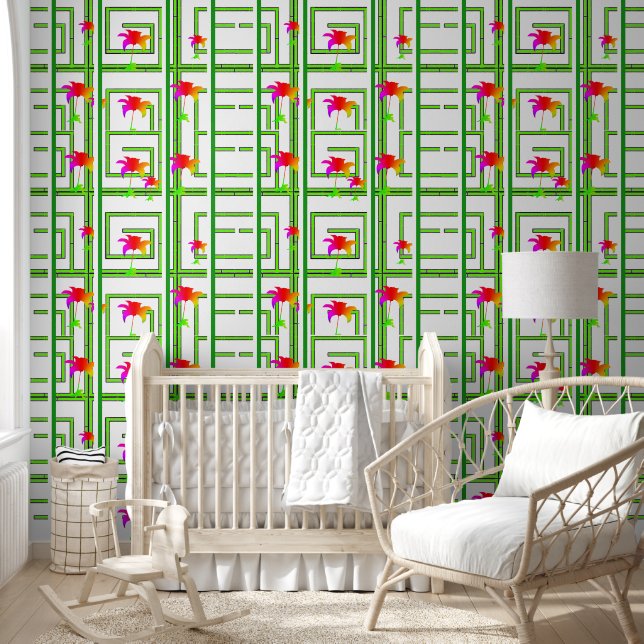 Papier Peint Grille florale Geo Rainbow (Enfants)