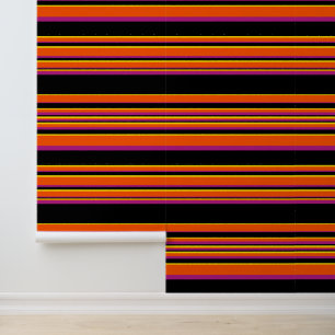 Papier Peint Grilles complexes - Noir, Rose, Orange et Jaune