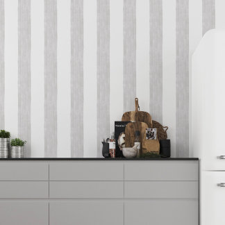 Papier Peint Gris Blanc Grande Rayure Minimaliste Scandi Maison