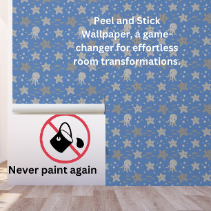 Papier Peint Gris Bleu de base Enfants calmar Nautique