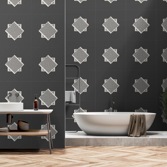 Papier Peint Gris de tourbillon diamant (Salle de bain)