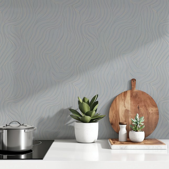Papier peint gris élégant Vagues Abstraites Peel & (Créateur téléchargé)