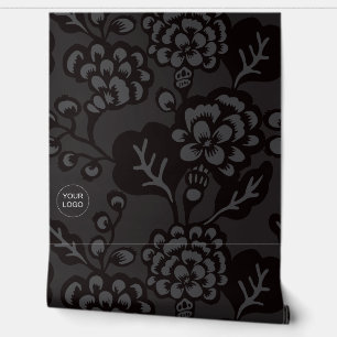 Papier Peint Gris et noir Vibrant et Gras motif floral