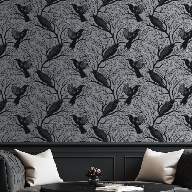 Papier Peint Gris foncé et Moody Gothic Ravens (Créateur téléchargé)