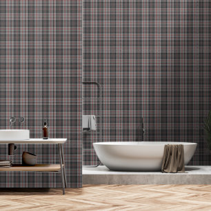 Papier Peint Gris Noir Rouge Grand Tartan Plaid