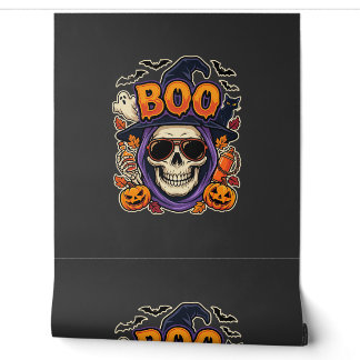 Papier Peint Halloween Boo Skull Sunglasses Vector