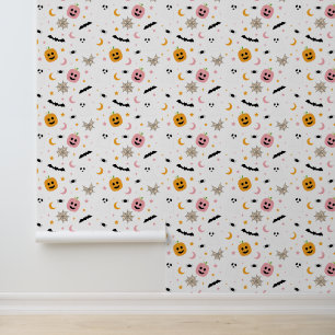 Papier Peint Halloween Cute Motif Bat Citrouille Fantôme Éffray