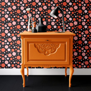 Papier Peint Halloween Polka noir et orange