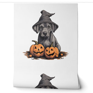 Papier Peint Halloween sorcière Casquette chien Citrouille Grea