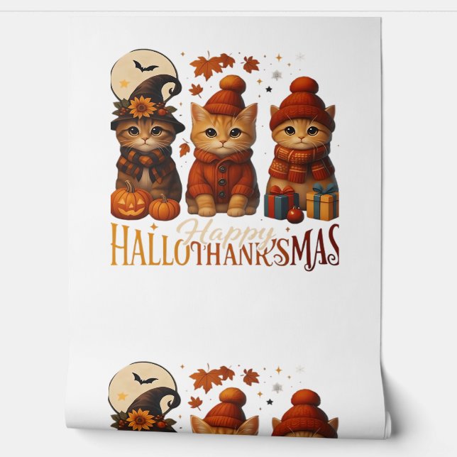 Papier Peint Halloween Thanksgiving Noël Happy HalloThanks (Déroulement)