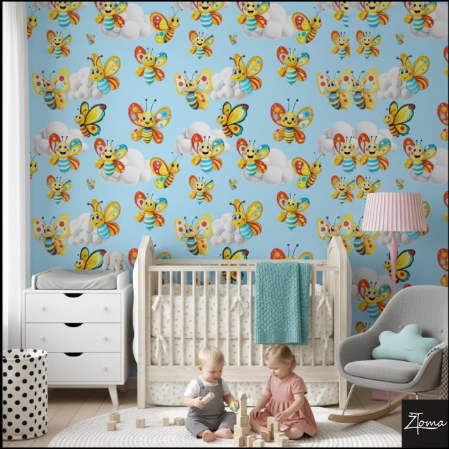 Papier Peint Happy Butterfly Cloud Sky Motif (Créateur téléchargé)