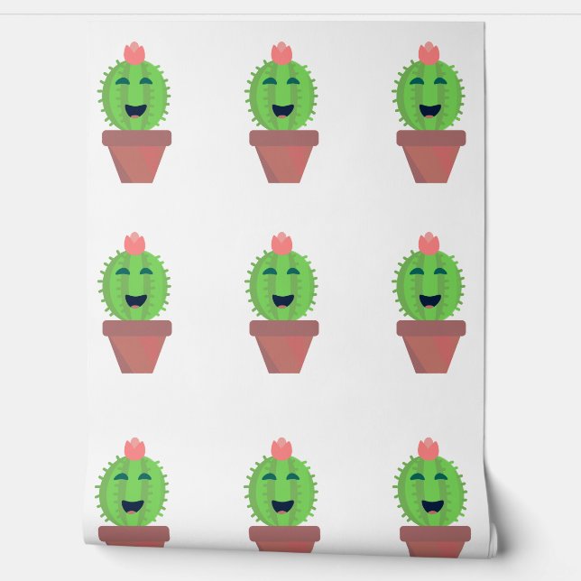 Papier Peint Happy Cactus Fun Caractère Succulent (Déroulement)