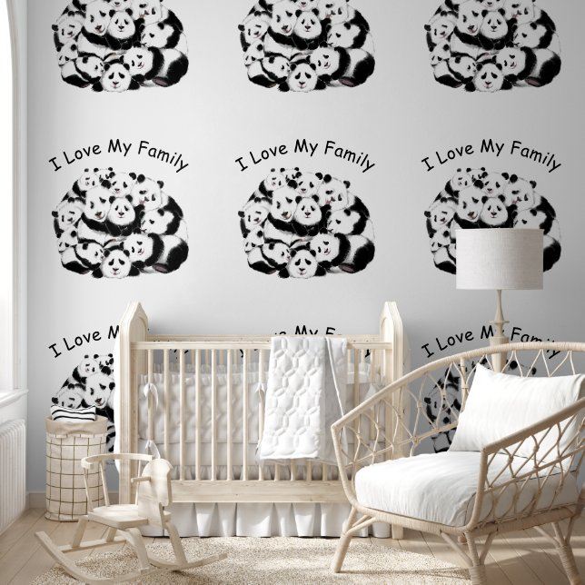 Papier Peint Happy Family Panda Custom Text Drôle (Enfants)