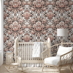 Papier Peint Harmonie florale rose pâle