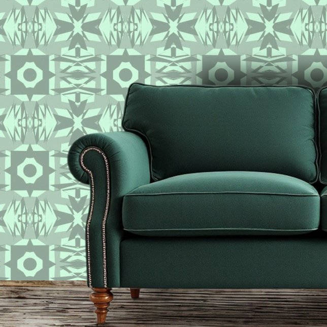 Papier Peint Harmonie géométrique verte et blanche (Créateur téléchargé)