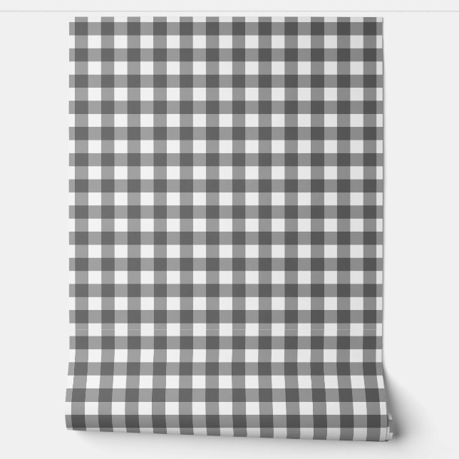 Papier Peint Haut choix classique en gris gingham  (Déroulement)