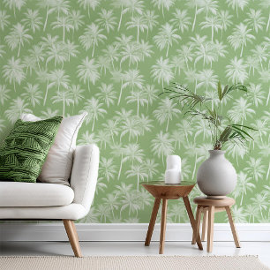 Papier Peint Hawaiian Palm Tree Silhouette Motif Green ID1093
