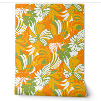 Hibiscus Jungle Hawaiian Tropical Floral - Orange