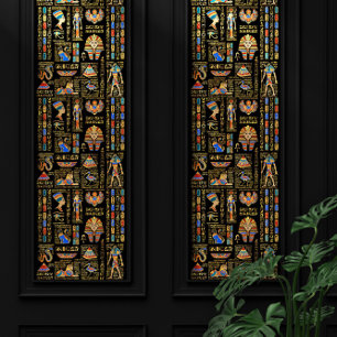 Papier Peint Hiéroglyphes et divinités égyptiennes sur le noir