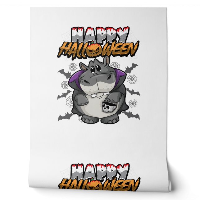 Papier Peint Hippopotame déguisé joyeux Halloween (Déroulement)