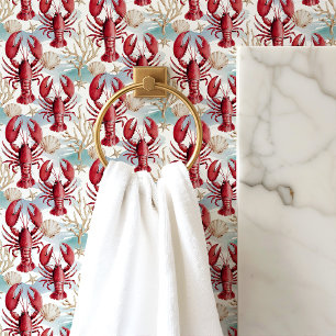 Papier Peint Homards et coquillages rouges