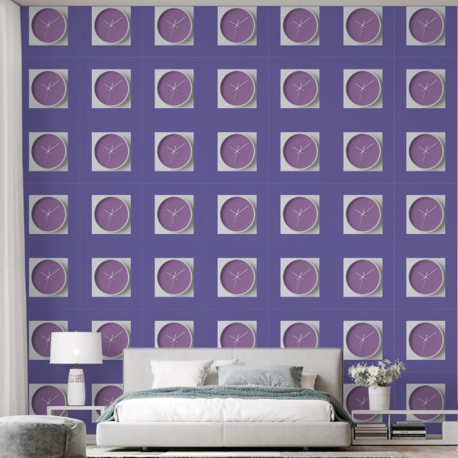 Papier Peint Horloges Lavande (Chambre à coucher)