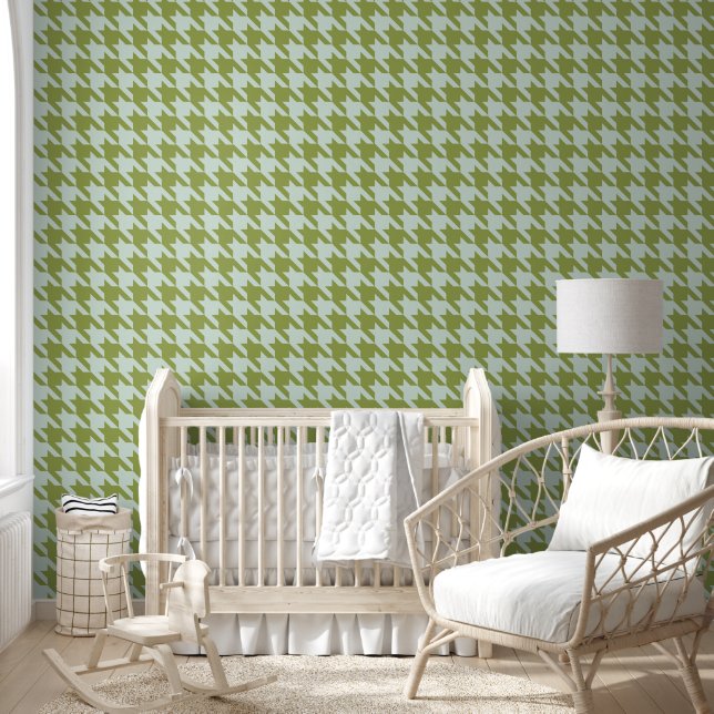 Papier Peint Houndstooth de Preppy Sud vert et bleu (Enfants)