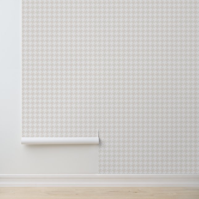 Papier Peint Houndstooth douce classique subtil beige blanc (Application)