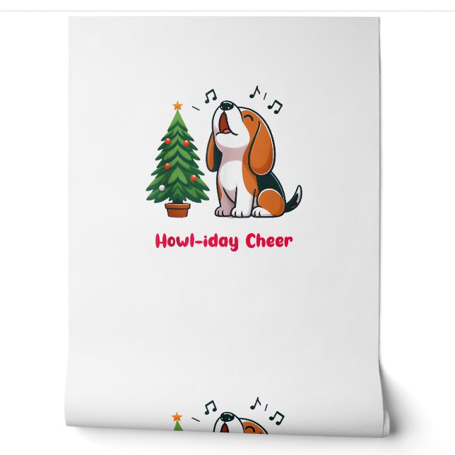 Papier Peint Howl-iday Cheer Beagle Avec Un Design D'Arbre De N (Déroulement)