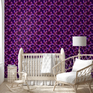 Papier Peint Hyper-Bloom Papillon Violet : Floral Maximaliste S