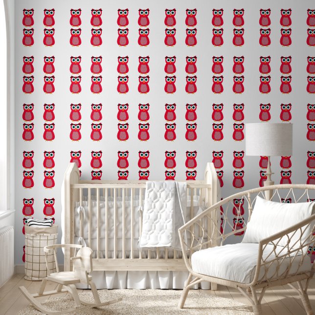 Papier Peint Illustration de chouette rose mignonne (Enfants)