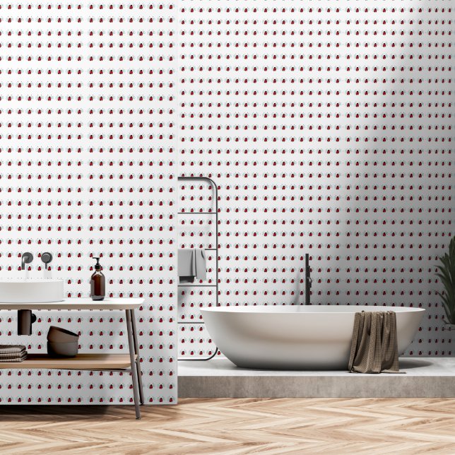 Papier Peint Illustration de coccinelle mignonne (Salle de bain)