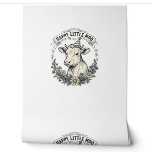 Papier Peint Illustration de veau d'anniversaire Gravure vintag