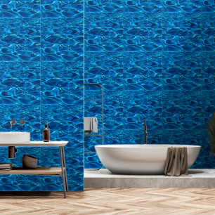Papier Peint Image d'eau de mer bleue imprimée sur vinyle lisse