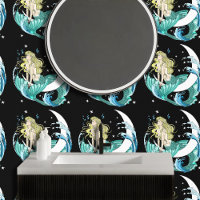 Imaginaire Art déco de la lune de sirène de Blonde