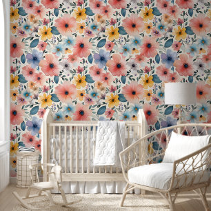 Papier Peint Imaginaire floral Pastel