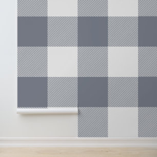 Papier Peint Immense carreaux de buffle gris argenté et blanc